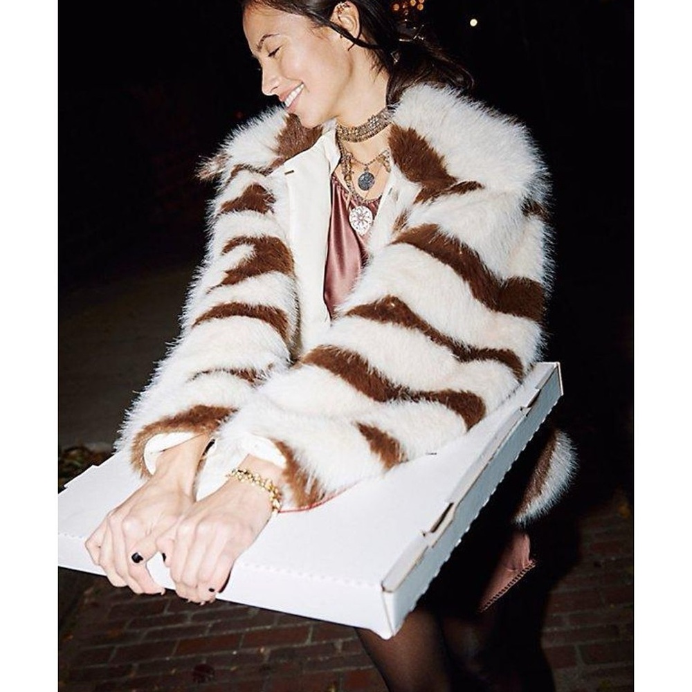 NWOT Free People Fiona Zebra Faux Fur Coat